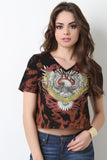 Original Designs Graphic Print Bleach Crop Top
