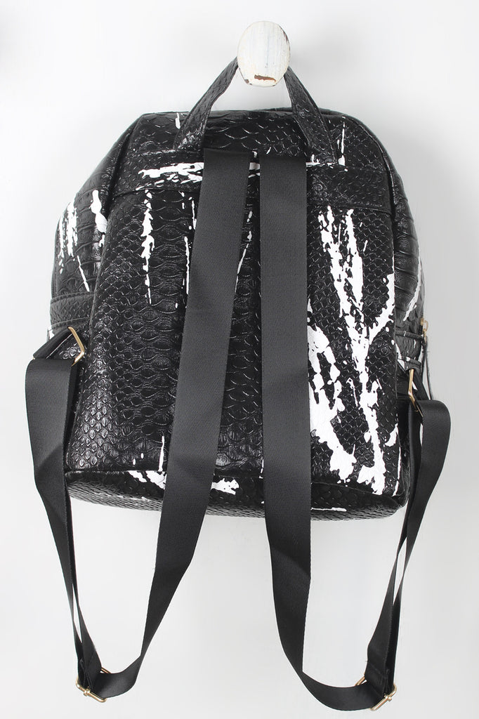 Faux Snakeskin Splattered Paint Mini Backpack