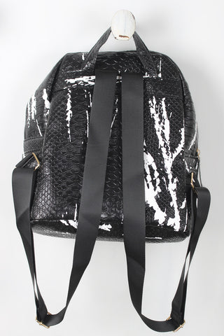 Faux Snakeskin Splattered Paint Mini Backpack