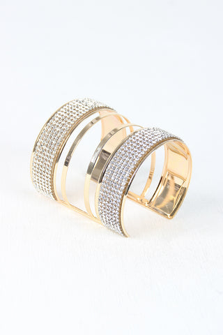 Glam Open Bar Rhinestone Cuff Bracelet