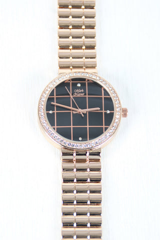 Square Pattern Rhinestone Watch