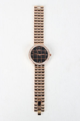 Square Pattern Rhinestone Watch