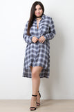 High Low Button Up Plaid Dress