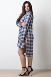 High Low Button Up Plaid Dress