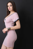 Striped Trim Stretchy Mini Dress