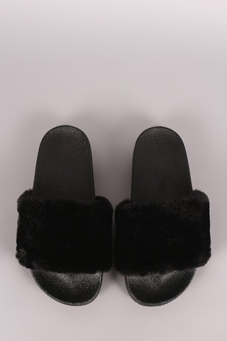 Wild Diva Lounge Faux Fur Slide Sandal