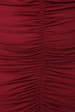 Semi-Sheer Mock Neck Ruched Dress