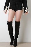 French Terry Knit Side Eyelet Tie Shorts