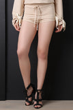 French Terry Knit Side Eyelet Tie Shorts