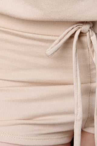 French Terry Knit Side Eyelet Tie Shorts