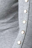 Long Sleeve Ribbed Knit Decorative Button Dress