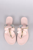 Rhinestone Accent Bow Jelly Thong Flat Sandal