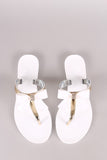 Rhinestone Accent Bow Jelly Thong Flat Sandal
