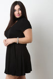 Jersey Knit Mock Choker Neck Shift Dress