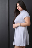 Jersey Knit Mock Choker Neck Shift Dress