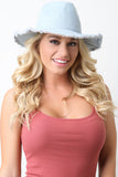 Raw Edge Denim Fedora Hat