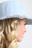 Raw Edge Denim Fedora Hat