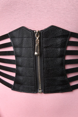 Corset Strapped Cage Zip Up Waist Belt