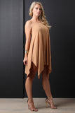 Ribbed Knit Handkerchief Hem Mini Dress
