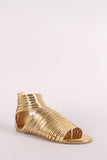 Liliana Mirror Metallic Strappy Open Toe Gladiator Flat Sandal