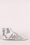 Liliana Mirror Metallic Strappy Open Toe Gladiator Flat Sandal