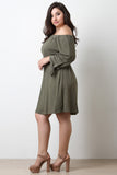 Tie Sleeves Off-The-Shoulder Dress