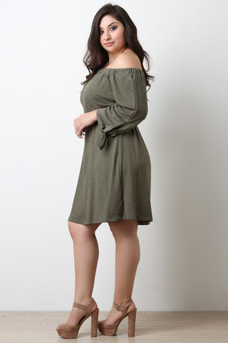 Tie Sleeves Off-The-Shoulder Dress