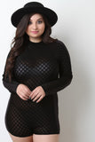 Semi-Sheer Contrast Diamond Pattern Romper