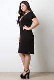 V-Neck Corset Lace Up Short Sleeve Tee Shirt Dress