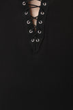V-Neck Corset Lace Up Short Sleeve Tee Shirt Dress