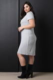 V-Neck Corset Lace Up Short Sleeve Tee Shirt Dress