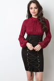 Glitter Ruched Mock Neck Twofer Dress