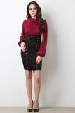 Glitter Ruched Mock Neck Twofer Dress