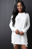 Side Lace Up Sweater Dress