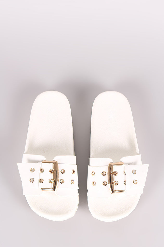 Liliana Buckled Open Toe Slide Sandal