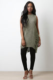 Sleeveless Shredded High Low Sweater Dress