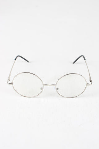 Circular Metal Framed Clear Lens Sunglasses