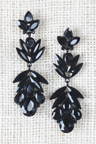 Teardrop Rhinestone Cluster Dangle Earrings