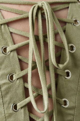 Vegan Suede Lace-Up Back Dress