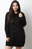 Lace-Up Hoodie Sweater Dress
