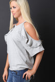 Cold Shoulder Ruffle Knit Top