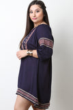 Embroidered Design Peasant Mini Dress
