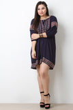 Embroidered Design Peasant Mini Dress
