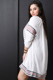 Embroidered Design Peasant Mini Dress
