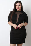 Semi-Sheer Mesh Inset Mini Dress