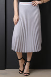 Silky High Waisted Pleated Midi Skirt