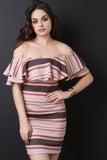 Stripe Off-The-Shoulder Bodycon Mini Dress