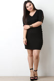 Plus Size Lattice Side Caged Bodycon Dress