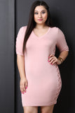 Plus Size Lattice Side Caged Bodycon Dress