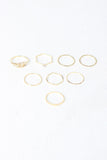 Delicate Textured Rhinestone Leaf Ring Set